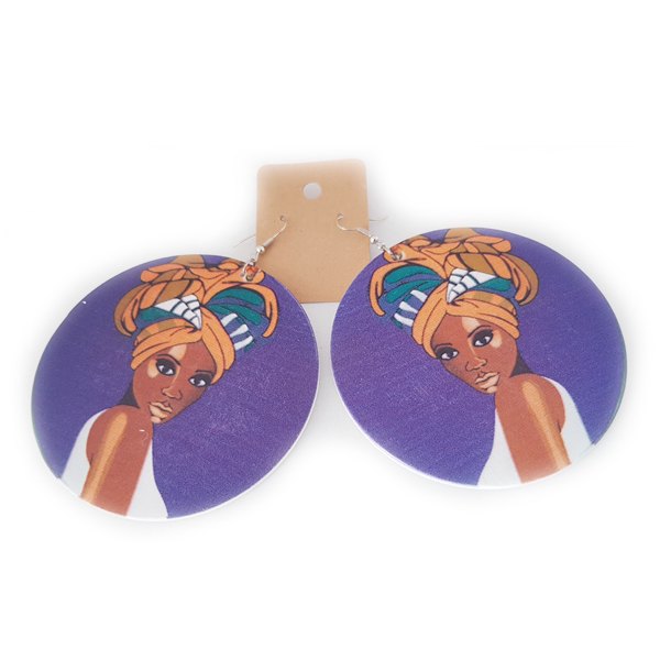 Houten ronden oorbellen headwrap