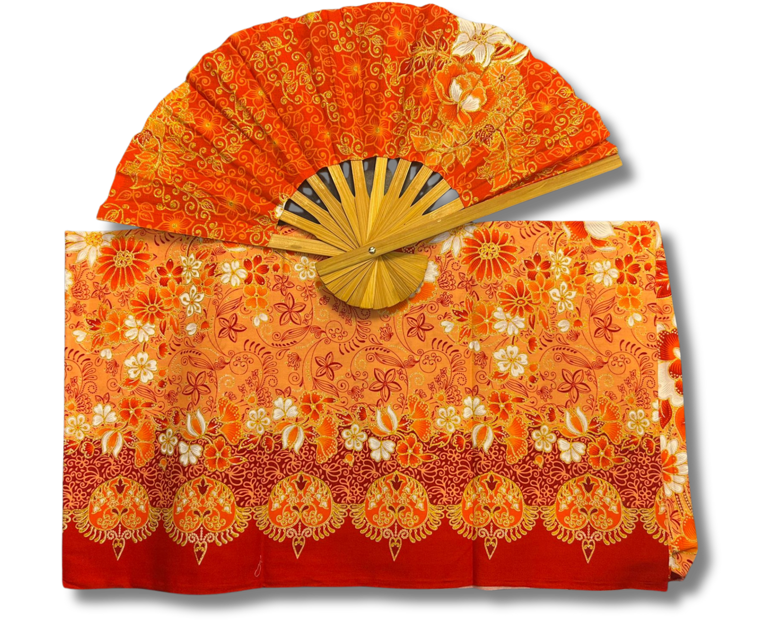 Sarong Gold Oranje + waaier#4, foto 2