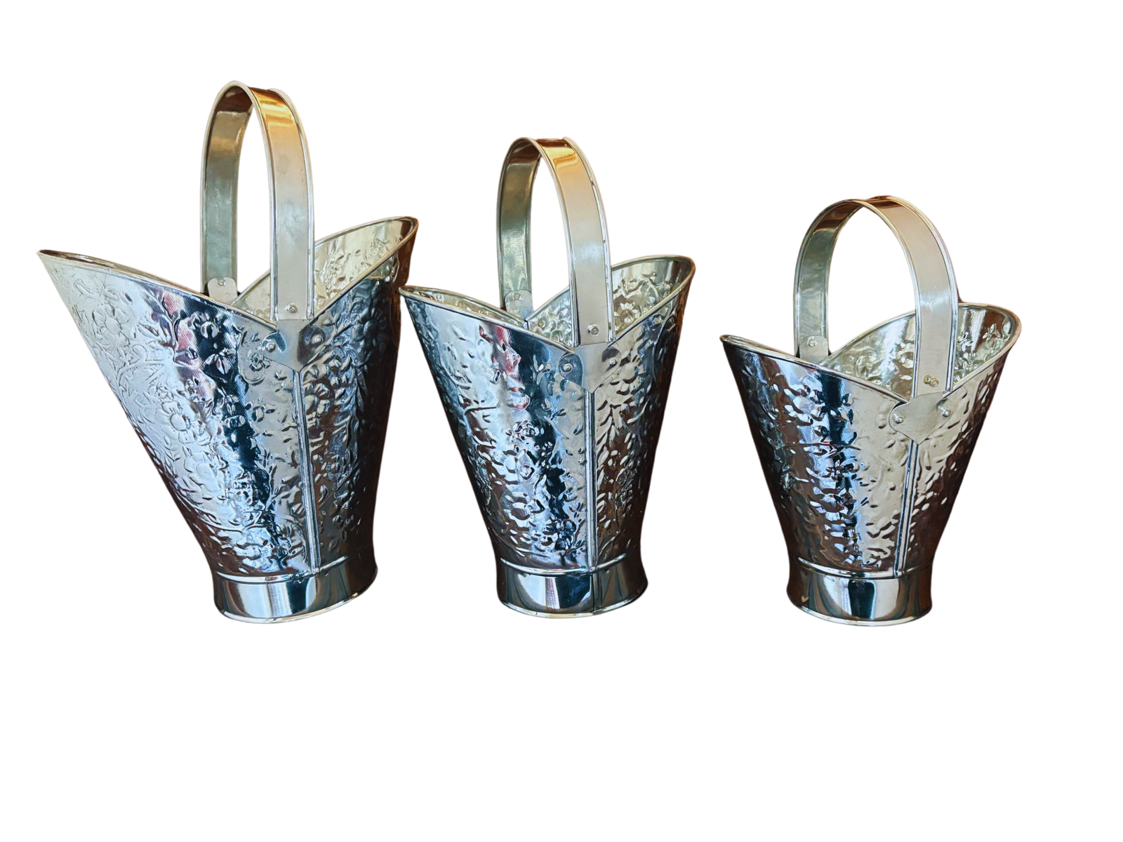 Zink emmer met handvat klein ( Bloemen)