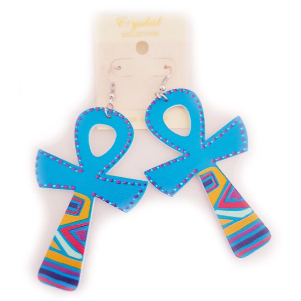 Ankh oorbel blauw