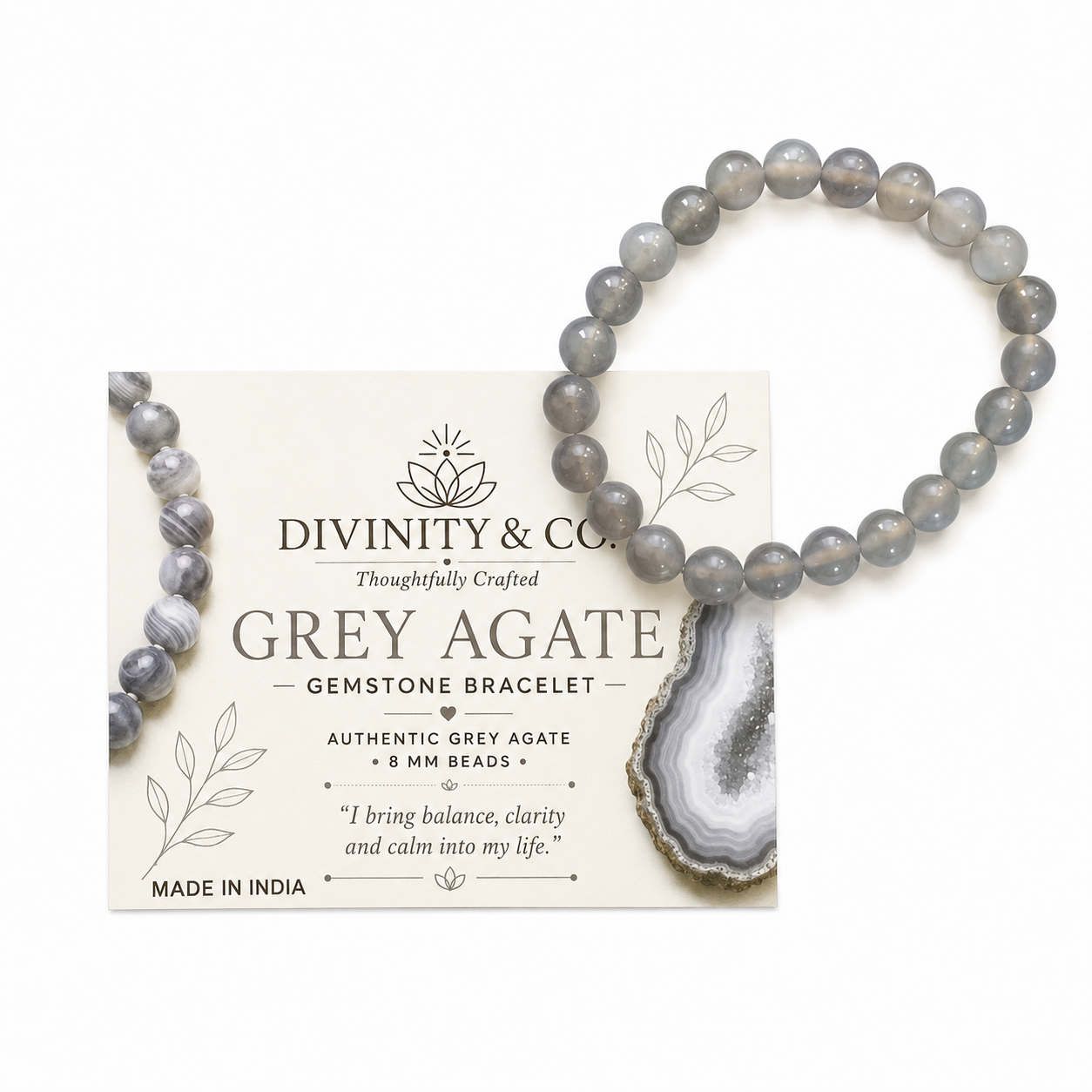 Grijze Agaat Edelsteenarmband, foto 2
