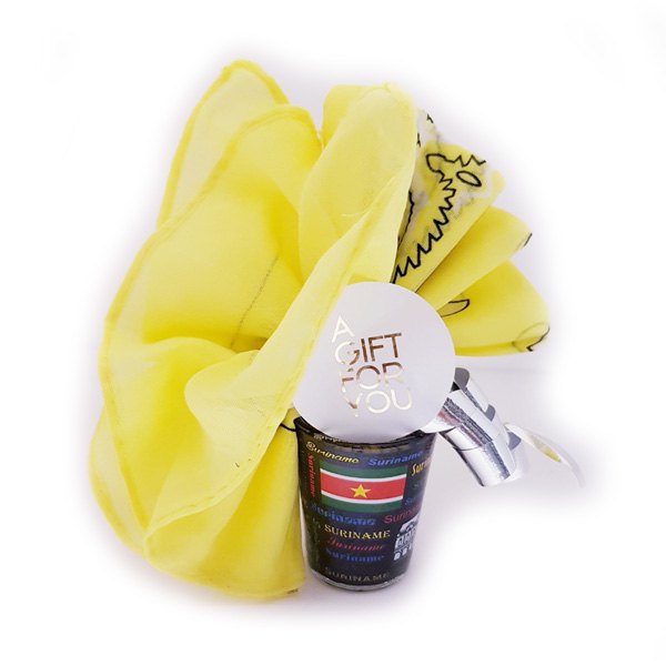 Borrelglas / shotglas met zakdoek presentje