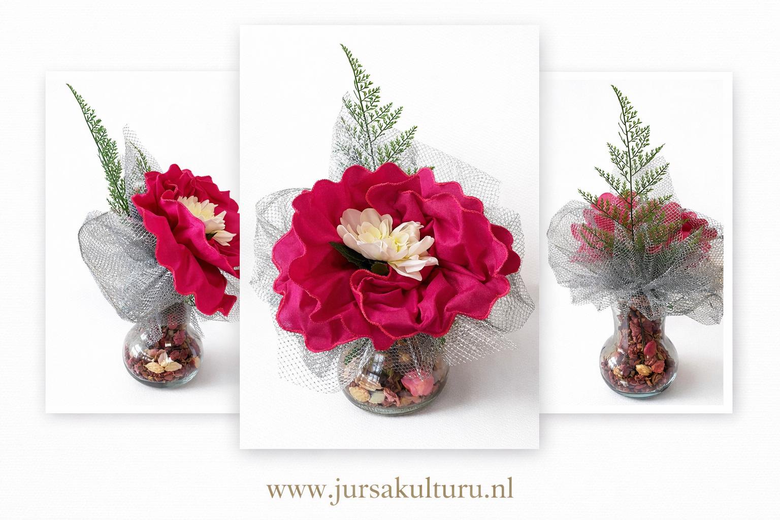Gesteven Angisa Bloemdecoratie in Glazen Vaas – Roze, foto 2