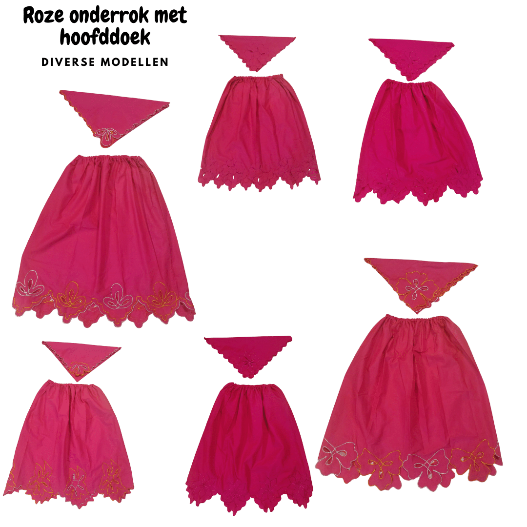 Roze onderrokken met hoofddoek -diverse soorten