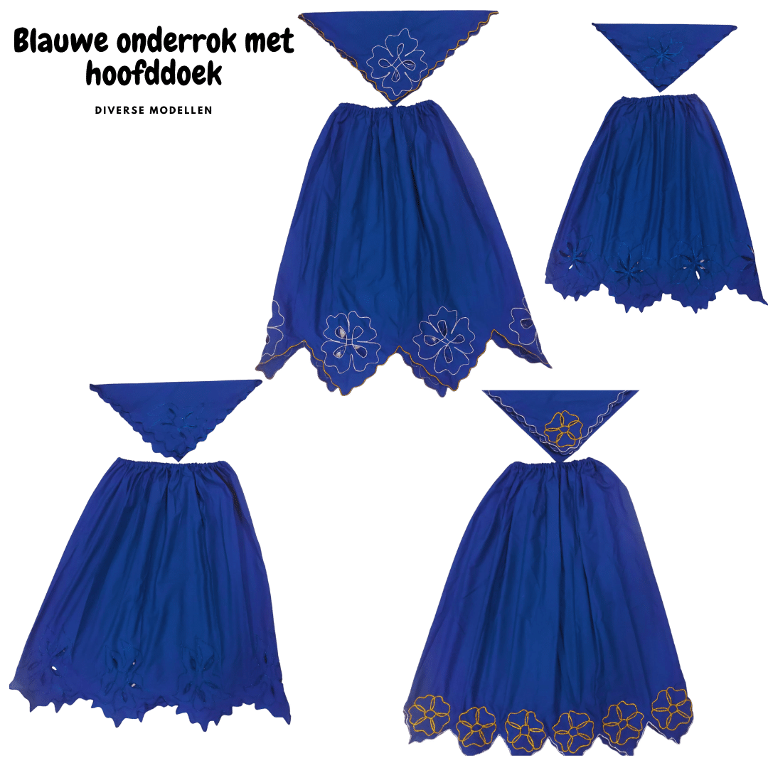 Blauw onderrokken met hoofddoek -diverse soorten