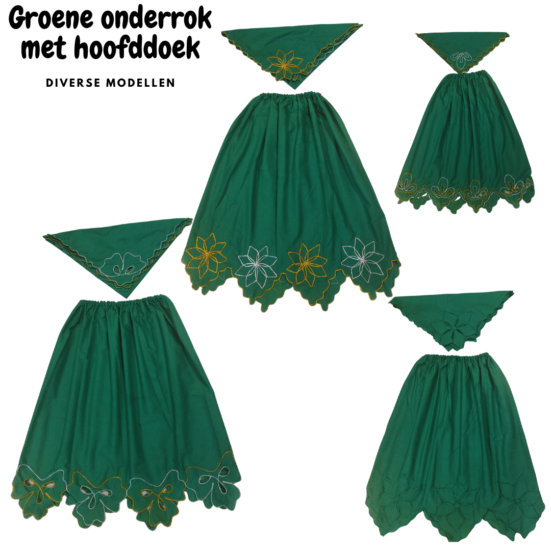 Groene onderrokken met hoofddoek -diverse soorten