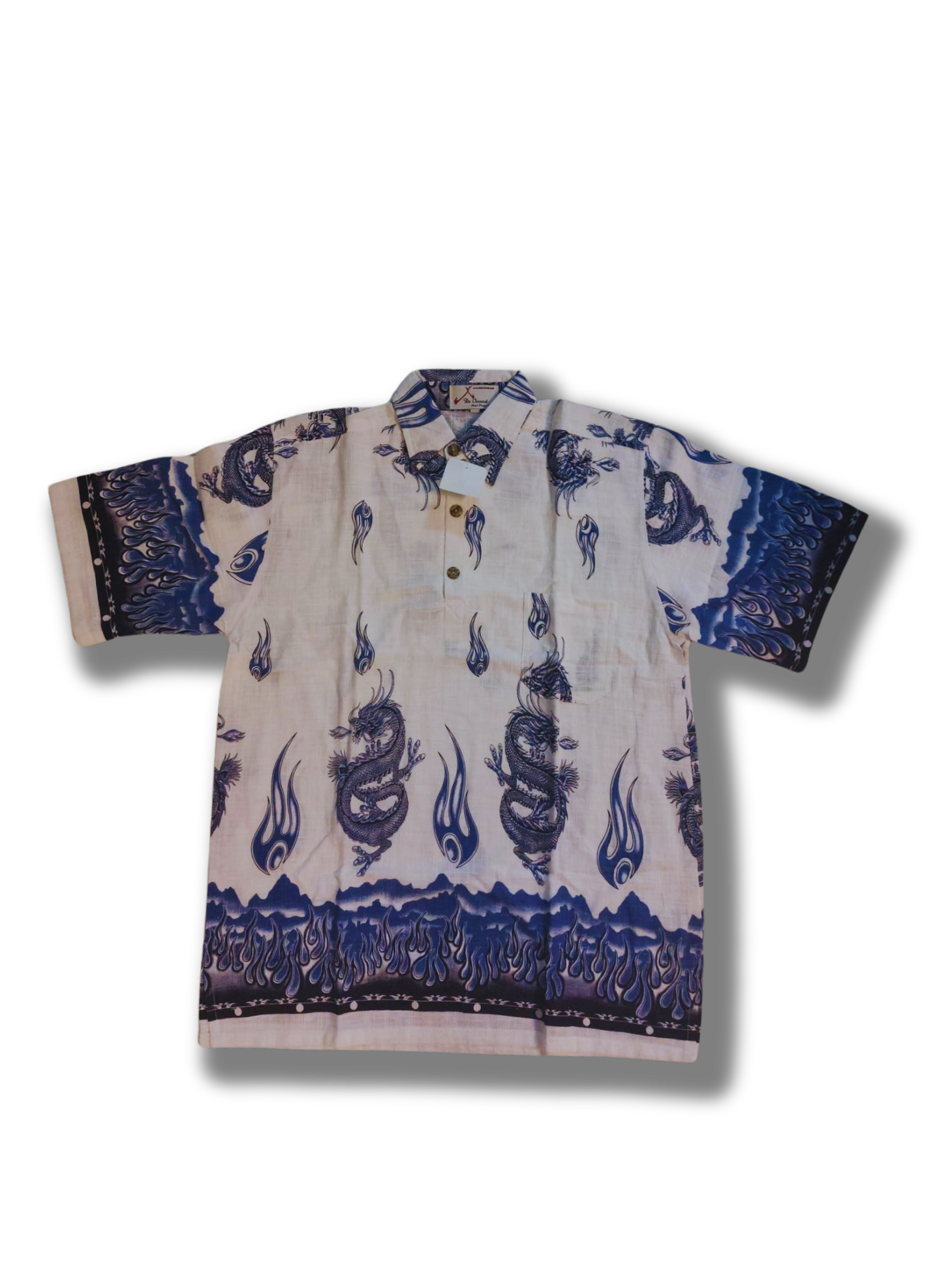 Hemd-linnen Draak blauw