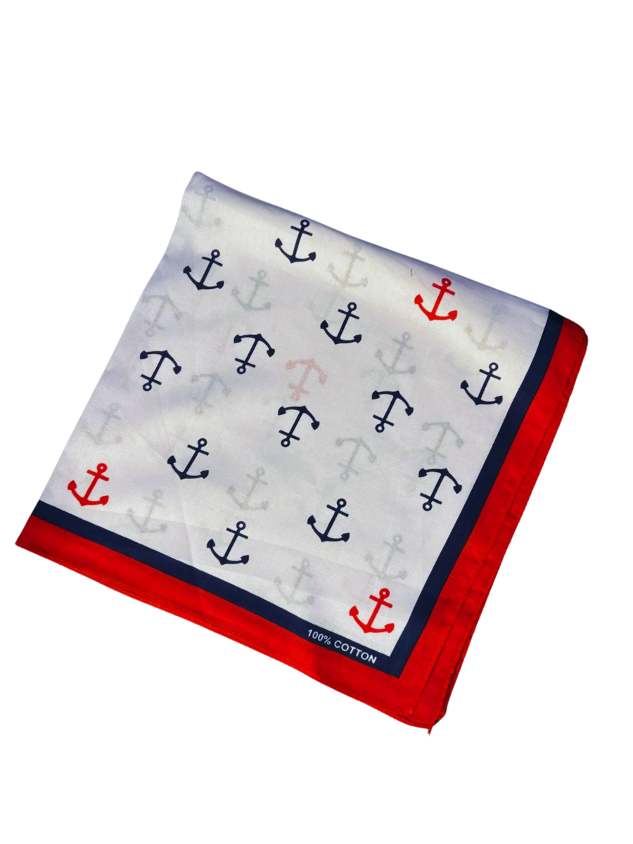 Zakdoek met anker ( wit)