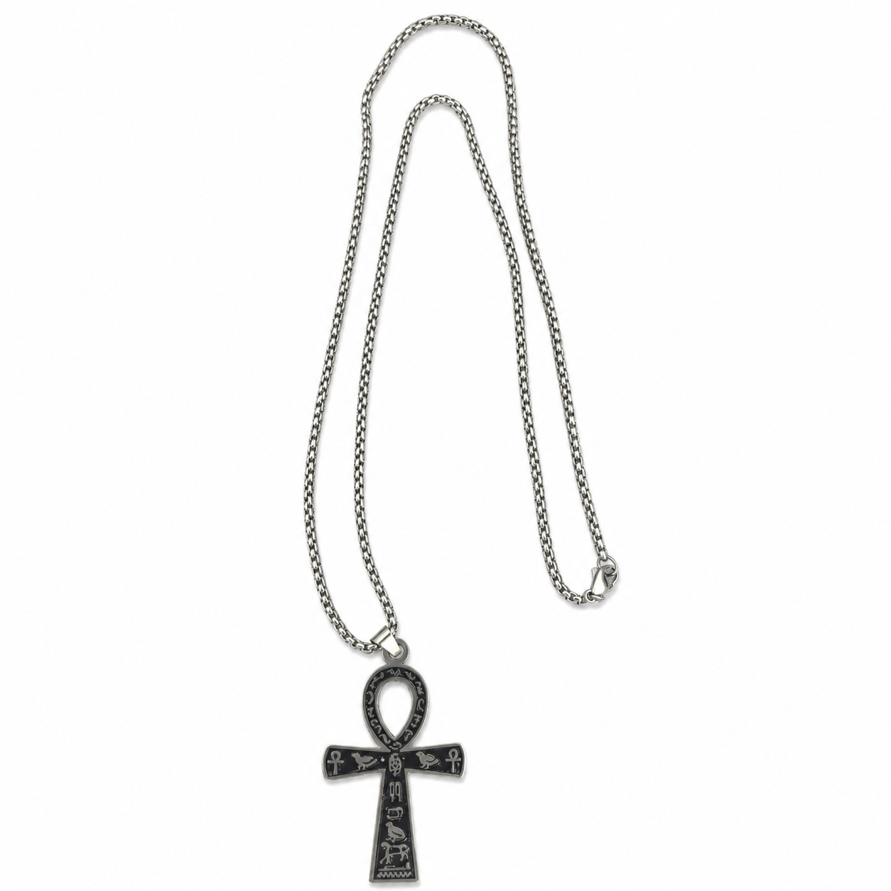 Ankh-ketting met Egyptische symbolen – zwart/zilverkleurig, foto 2