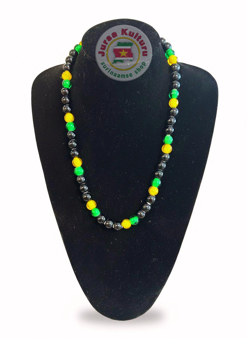 Ketting: Kantamasi zwart/geel/groen