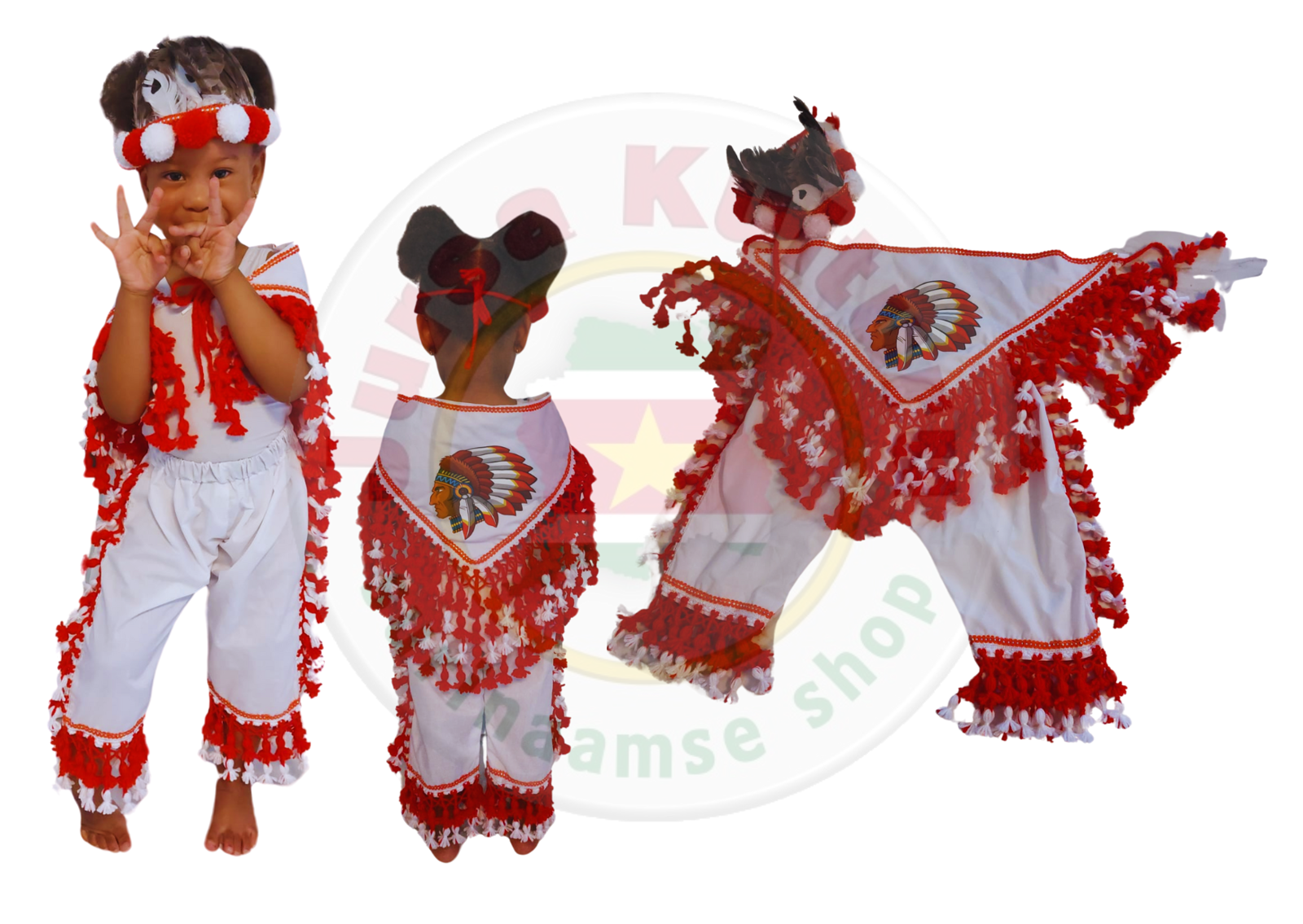 3dl Kinder kostuum wit/ rood