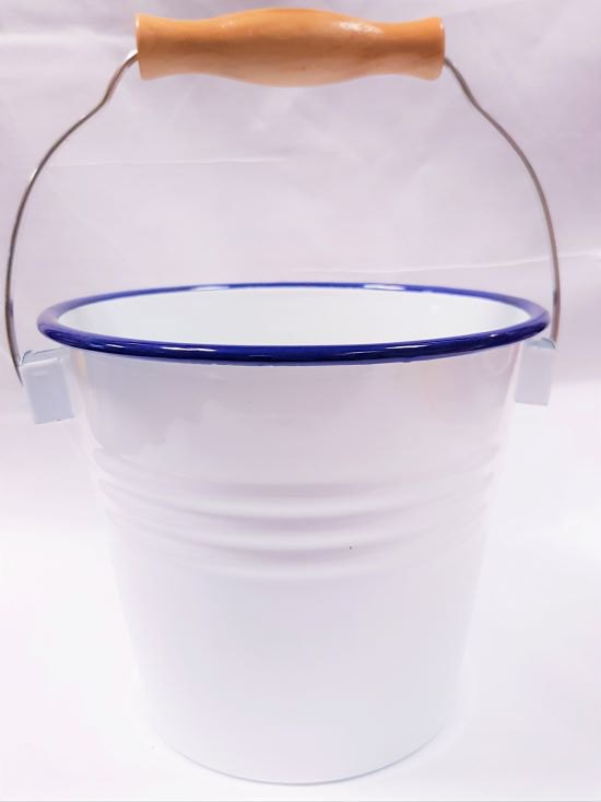 Kleine Emaille witte emmer 2L