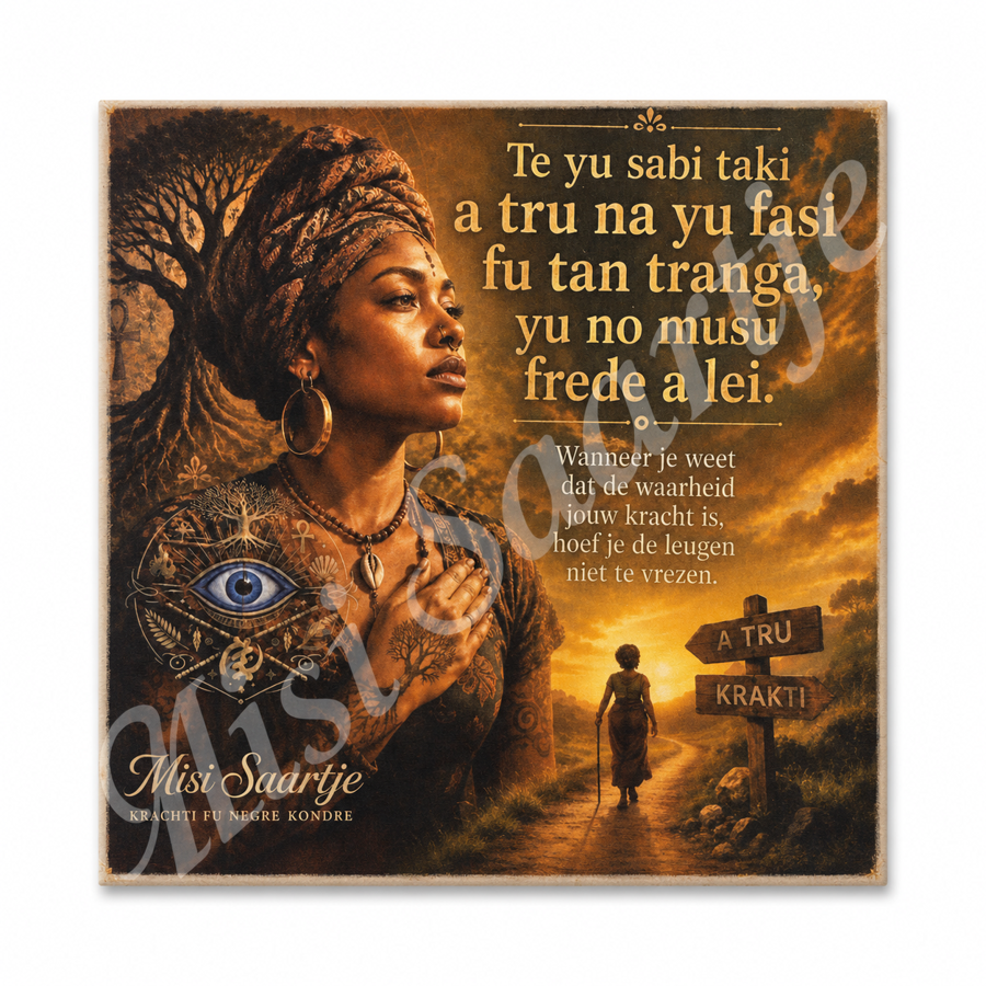 Houten Wanddecoratie – A Tru | 40 × 40 cm