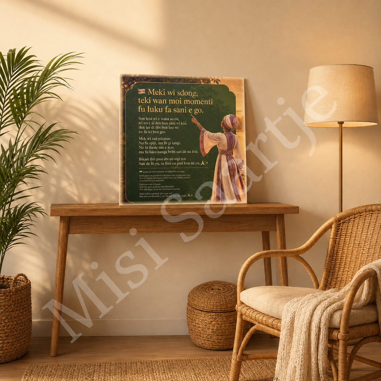 Houten Wanddecoratie – Meki Wi Sdong | 40 × 40 cm, foto 2
