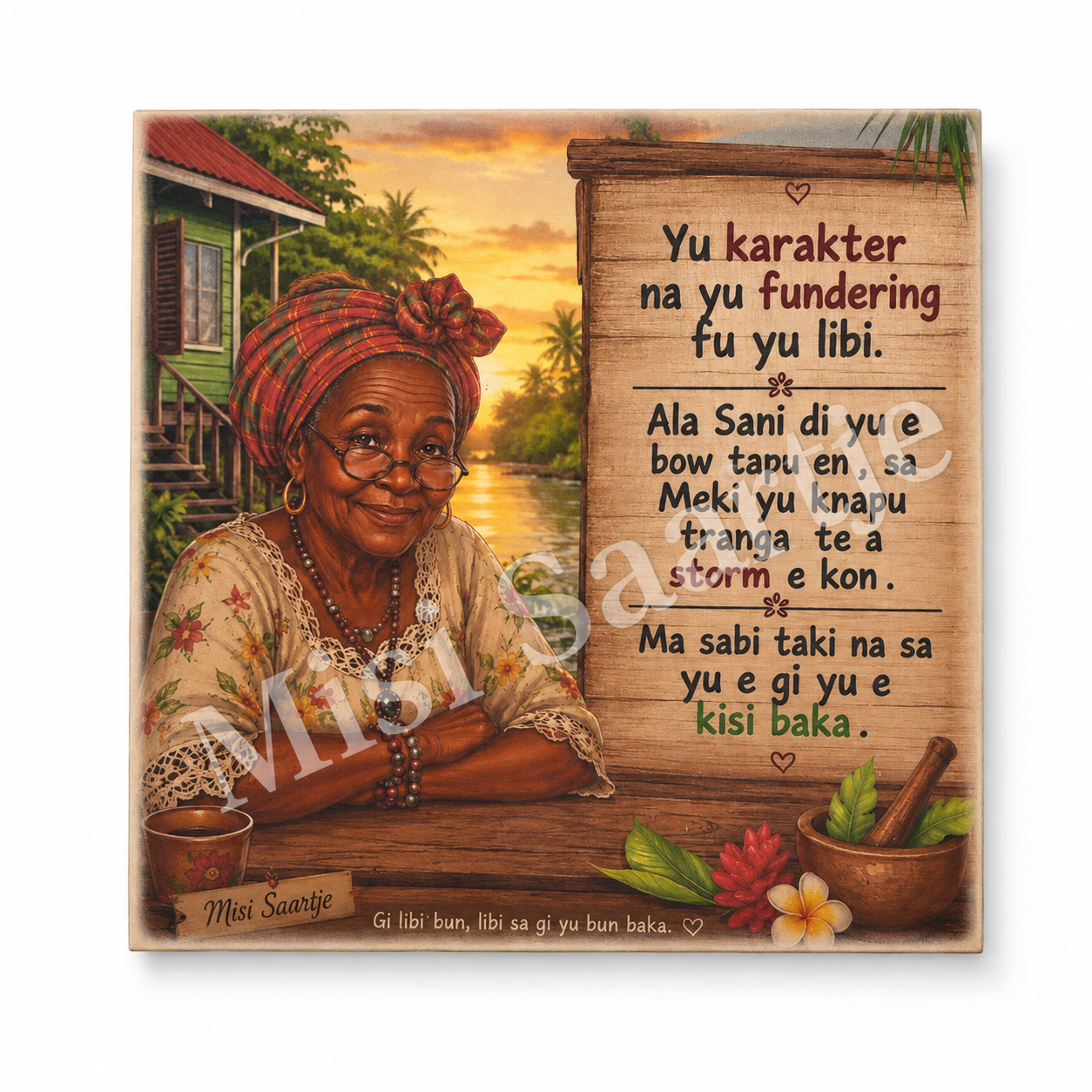 Houten Wanddecoratie – Yu Karakter | 40 × 40 cm