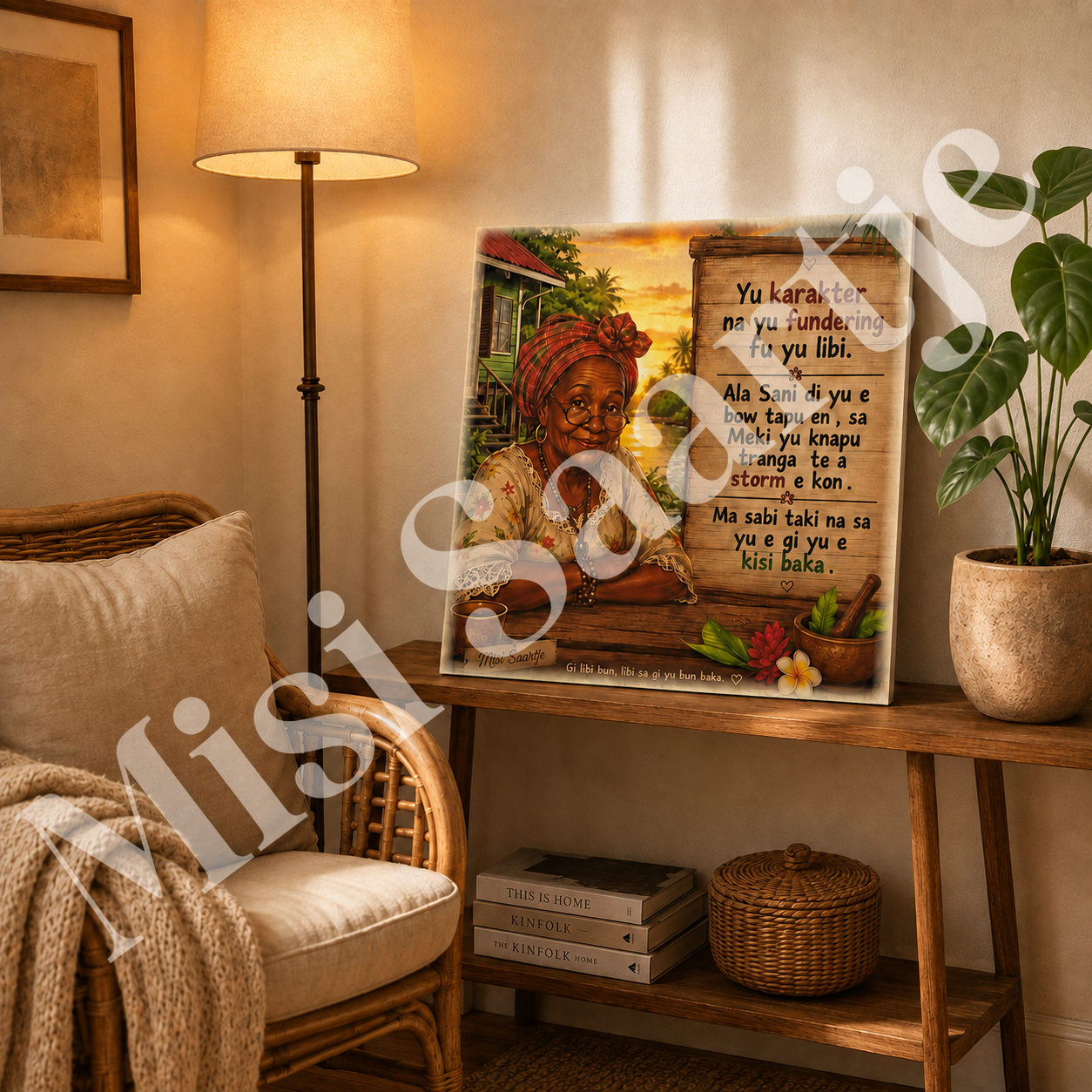 Houten Wanddecoratie – Yu Karakter | 40 × 40 cm, foto 5