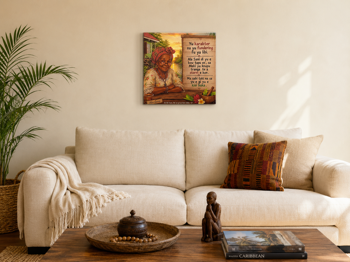 Houten Wanddecoratie – Yu Karakter | 40 × 40 cm, foto 3