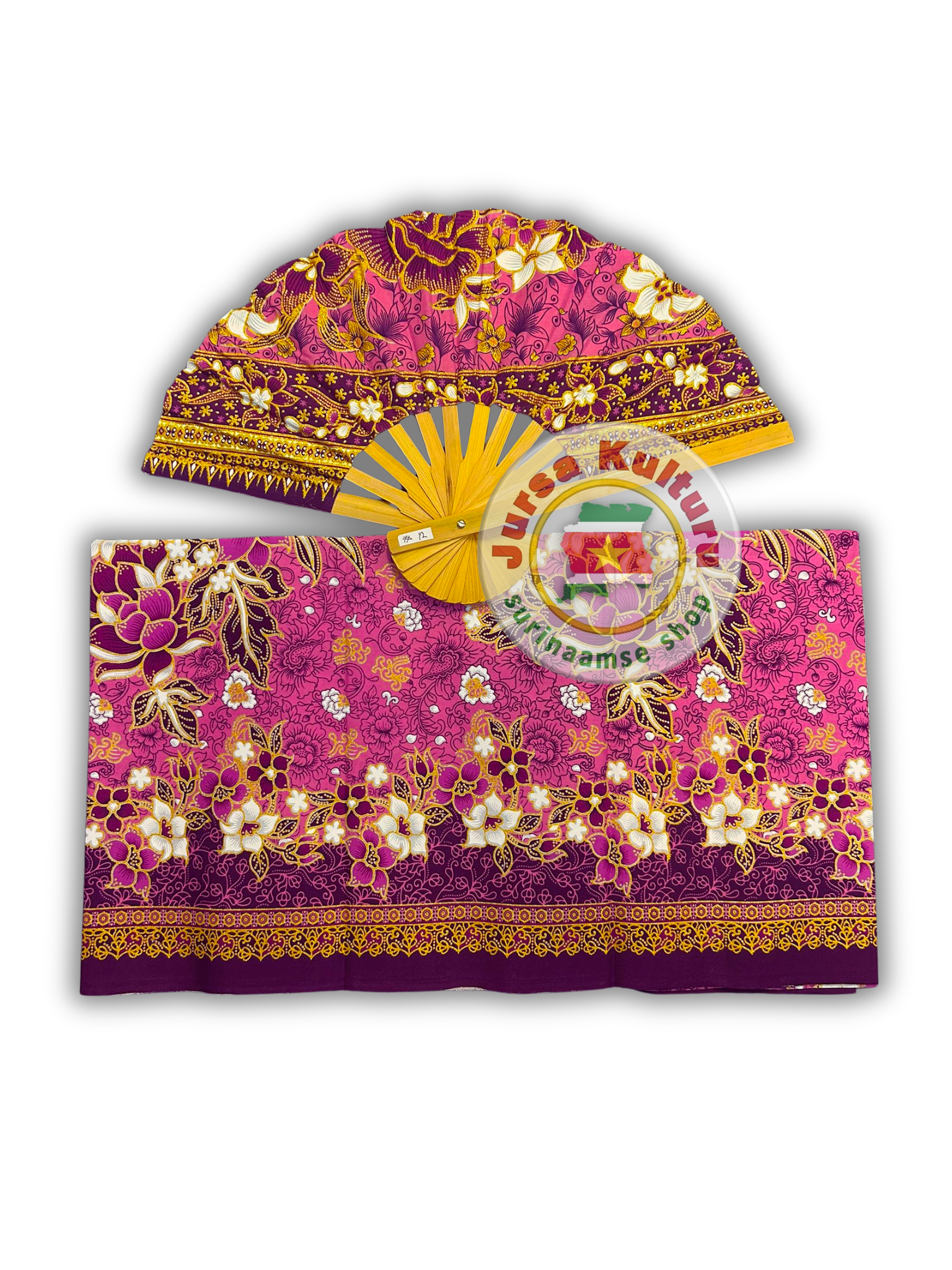 Sarong Roze/paars+waaier, foto 2