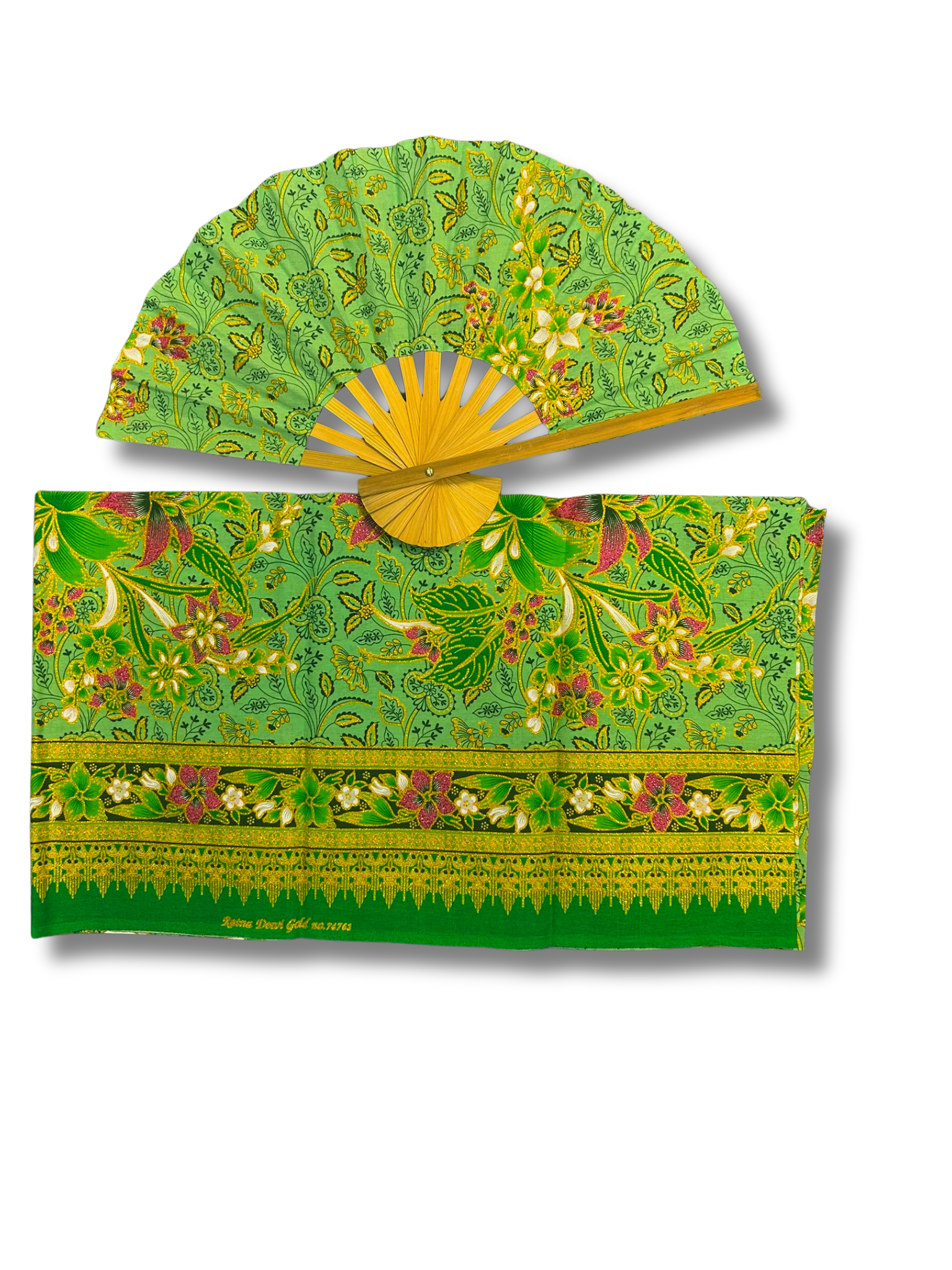 Sarong Gold LimeGroen +waaier#35, foto 2