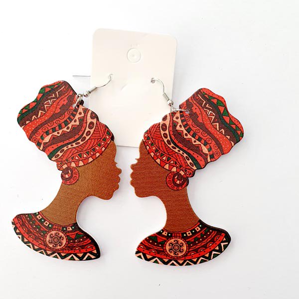 Oorbel vrouw hoofddoek rood