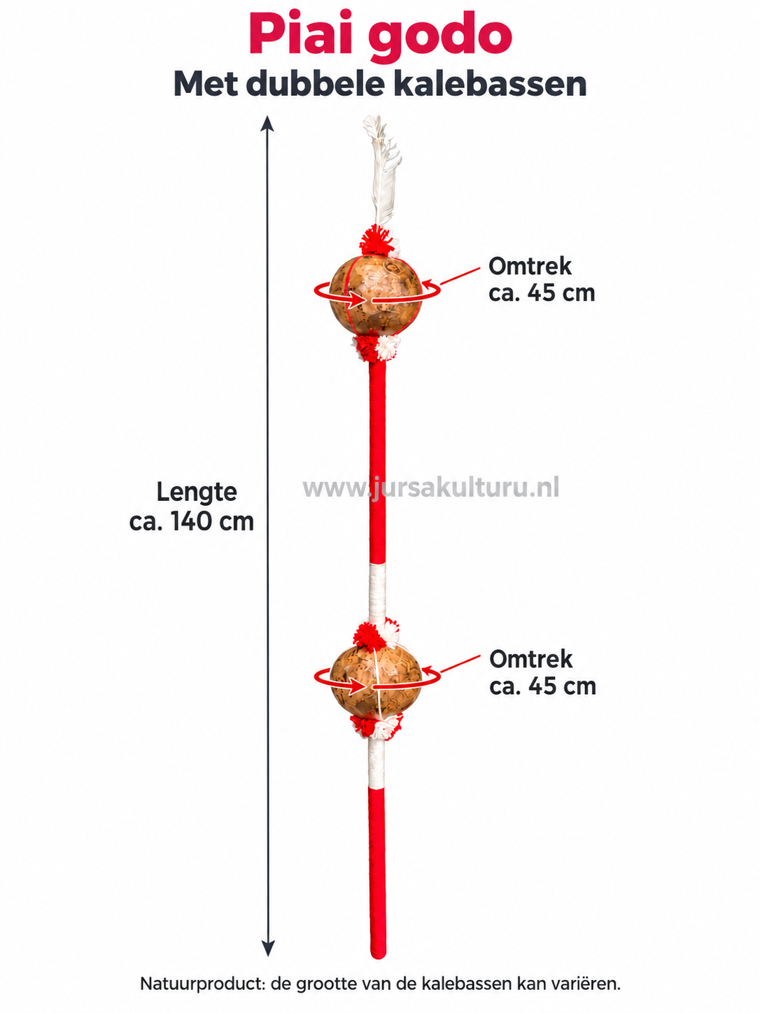 Watra Ingi Piai godo – rood-wit met dubbele kalebassen, foto 2