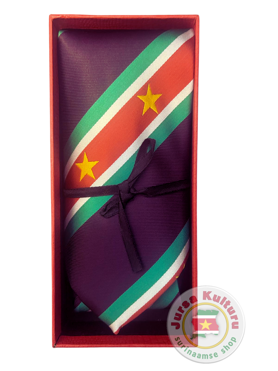Surinaamse vlag stropdas paars