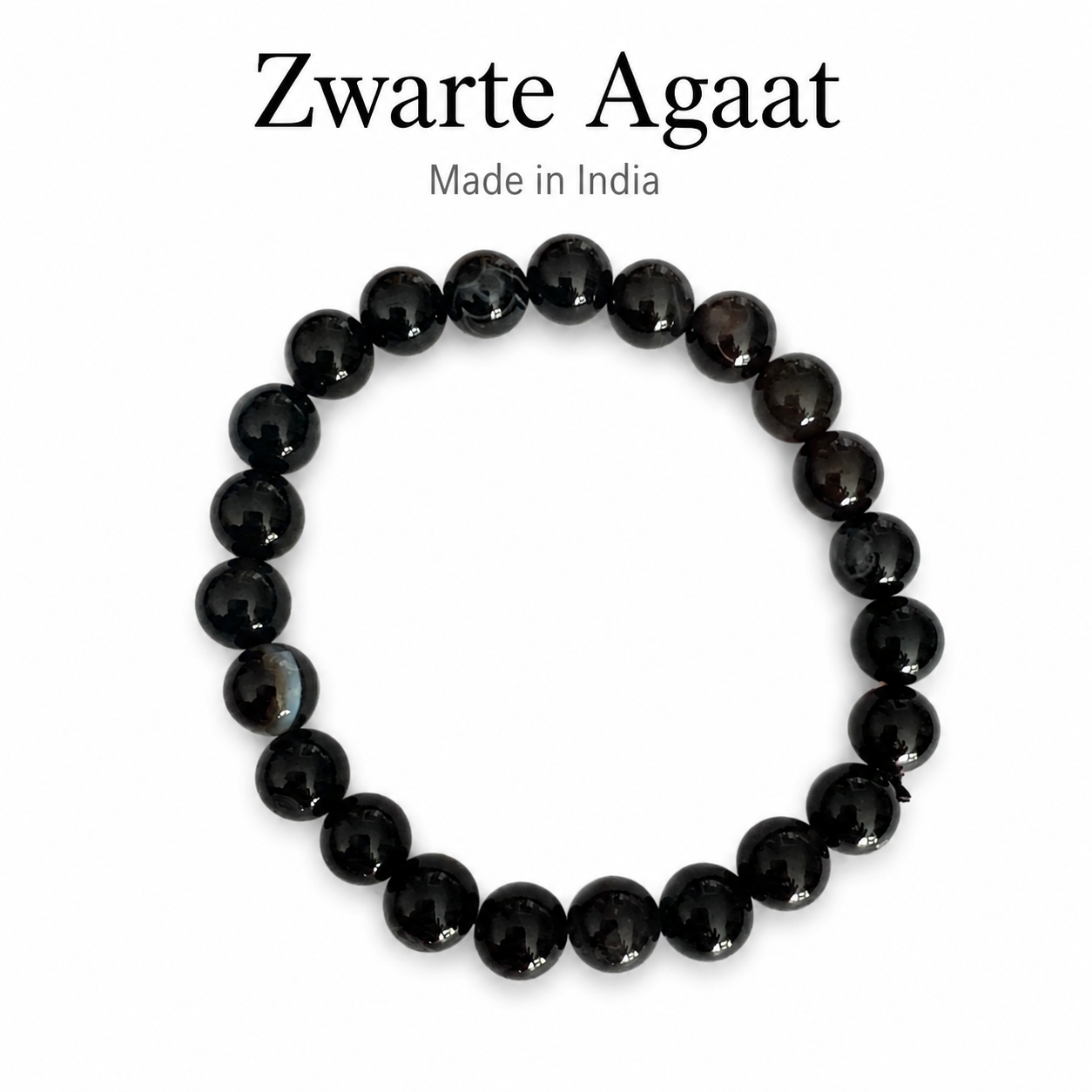 Zwarte Agaat Edelsteenarmband